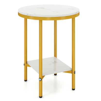 2-Tier Round Coffee Table with Storage Shelf