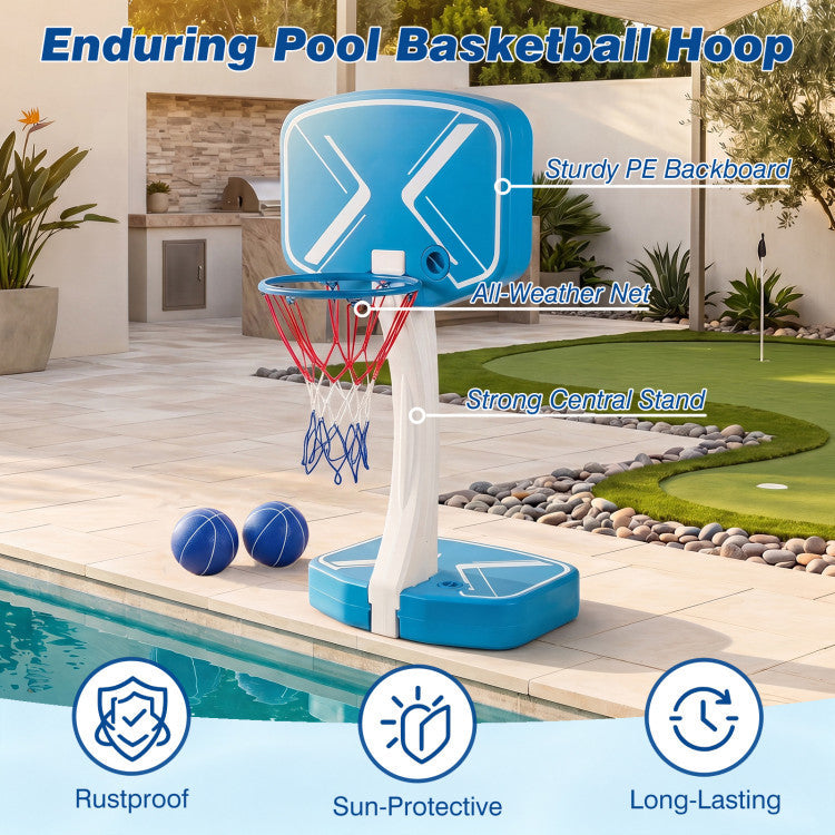 2-in-1 Pool Basketball Hoop and Pool Volleyball Net with Weighted Base