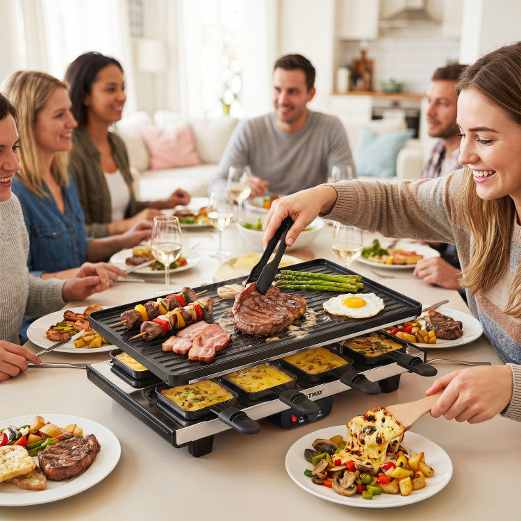 2-in-1 Table Grill and Griddle with Reversible Nonstick Plate for 8