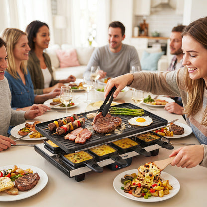2-in-1 Table Grill and Griddle with Reversible Nonstick Plate for 8