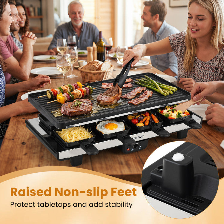 2-in-1 Table Grill and Griddle with Reversible Nonstick Plate for 8
