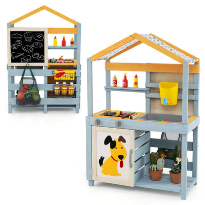 2 in 1 Wooden Mud Kitchen with Removable Water Box and Storage Bag