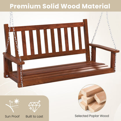 2-Person Wooden Outdoor Porch Swing with 500lbs Weight Capacity