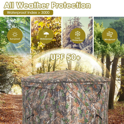 2-3 Person Hunting Blind Portable Pop Up Ground Tent with Carry Bag and Storage Pocket