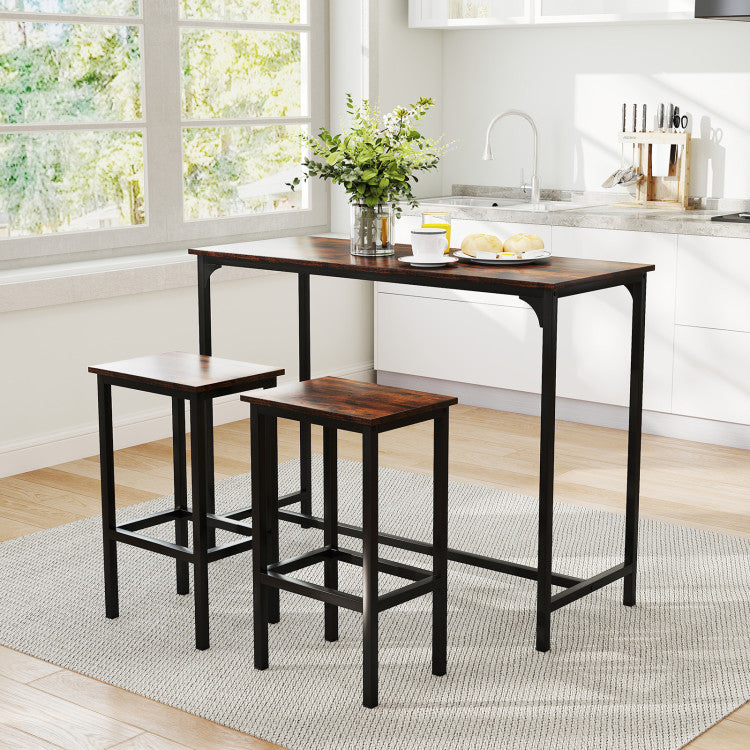 Industrial 3-Piece 47.5" Counter-Height Dining Table and 2 Bar Stools