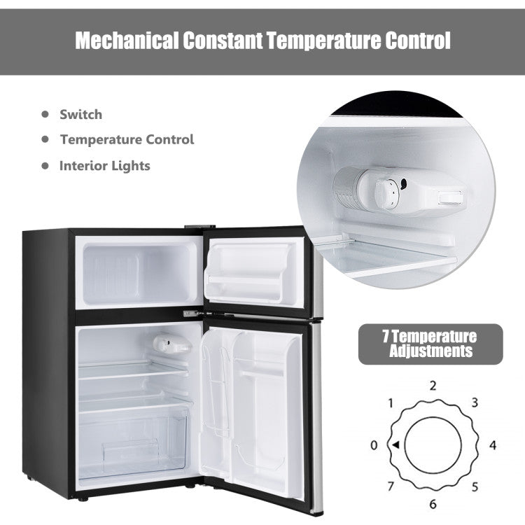 3.2 cu. ft. Retro Mini Fridges in Black with Freezer and Reversible Door