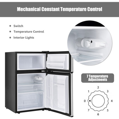 3.2 cu. ft. Retro Mini Fridges in Black with Freezer and Reversible Door
