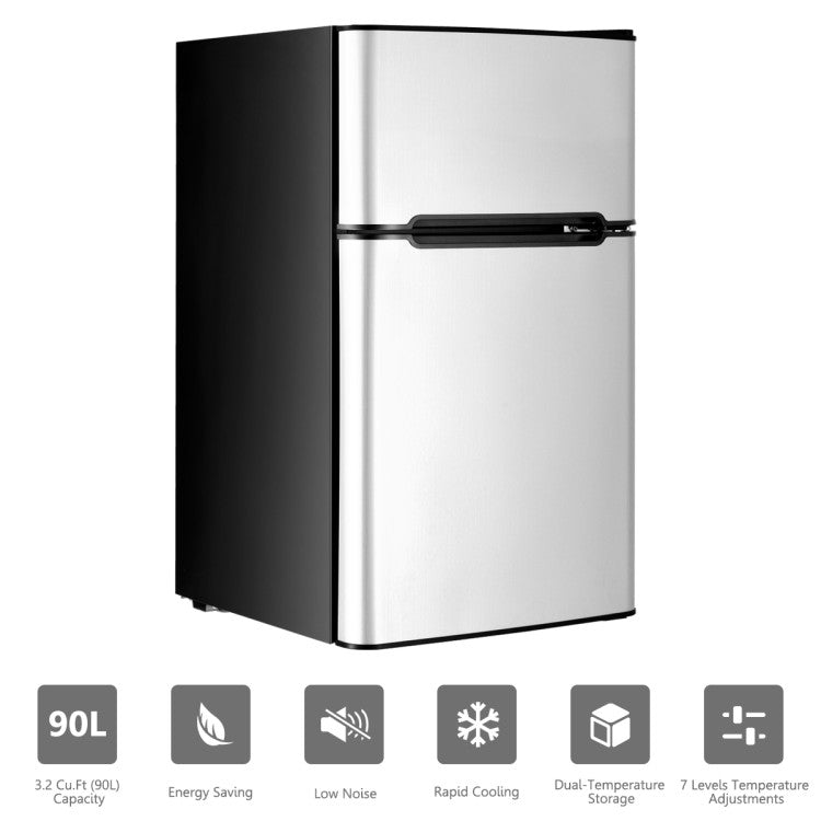 3.2 cu. ft. Retro Mini Fridges in Black with Freezer and Reversible Door