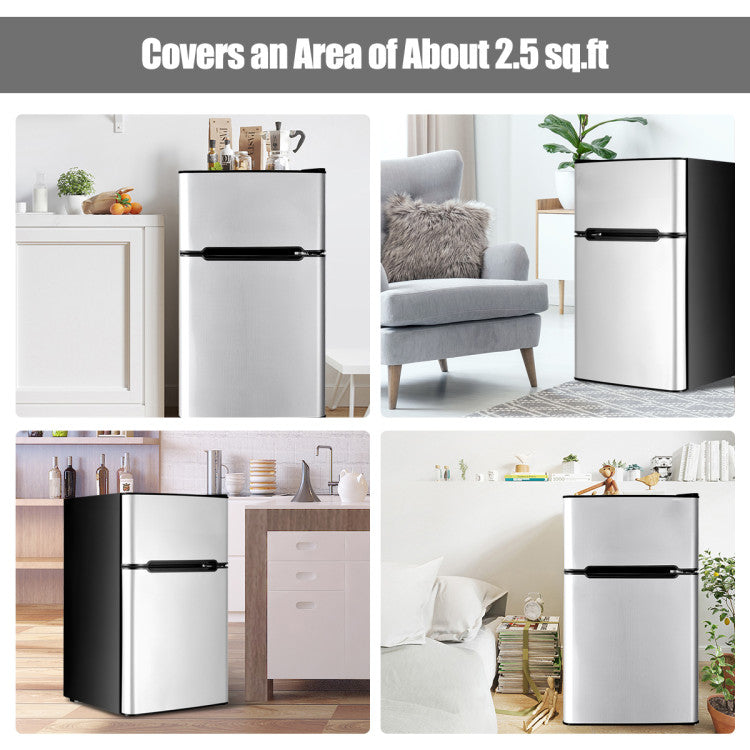 3.2 cu. ft. Retro Mini Fridges in Black with Freezer and Reversible Door