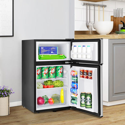 3.2 cu. ft. Retro Mini Fridges in Black with Freezer and Reversible Door