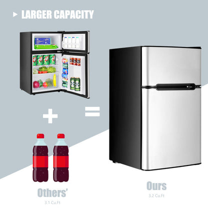 3.2 cu. ft. Retro Mini Fridges in Black with Freezer and Reversible Door