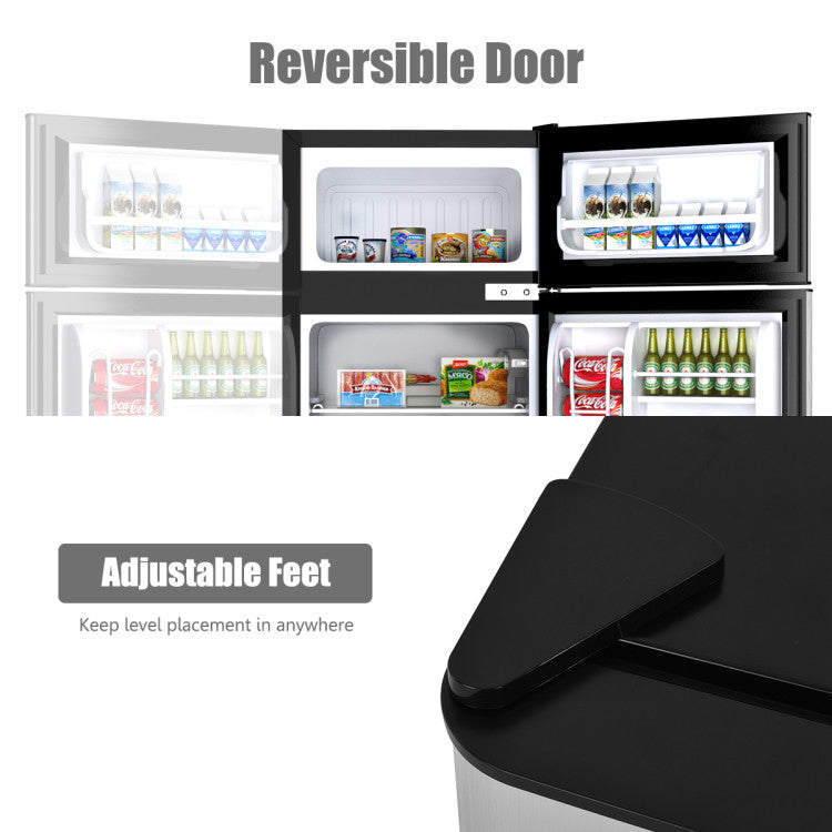 3.2 cu. ft. Retro Mini Fridges in Black with Freezer and Reversible Door