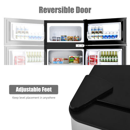 3.2 cu. ft. Retro Mini Fridges in Black with Freezer and Reversible Door