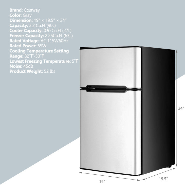 3.2 cu. ft. Retro Mini Fridges in Black with Freezer and Reversible Door