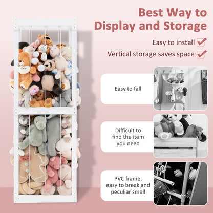 300L Large Stuffed Animal Storage with Open Top and Elastic Cords