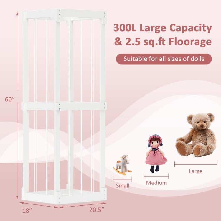 300L Large Stuffed Animal Storage with Open Top and Elastic Cords