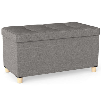 30 Inches Storage Ottoman Bench with Tray and Rubber Wood Legs
