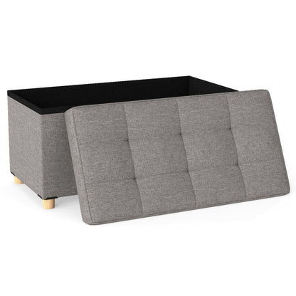 30 Inches Storage Ottoman Bench with Tray and Rubber Wood Legs