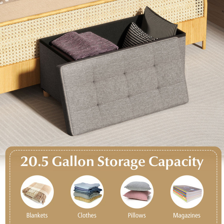 30 Inches Storage Ottoman Bench with Tray and Rubber Wood Legs
