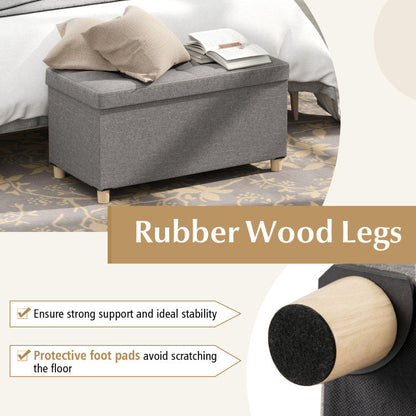 30 Inches Storage Ottoman Bench with Tray and Rubber Wood Legs