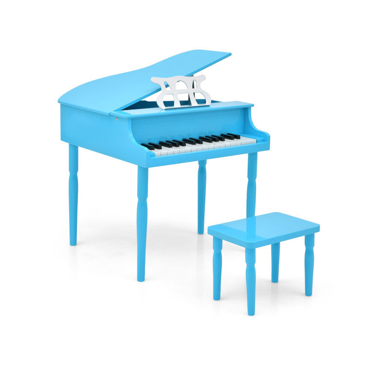 30-Key Wood Toy Kids Grand Piano with Bench and Music Rack
