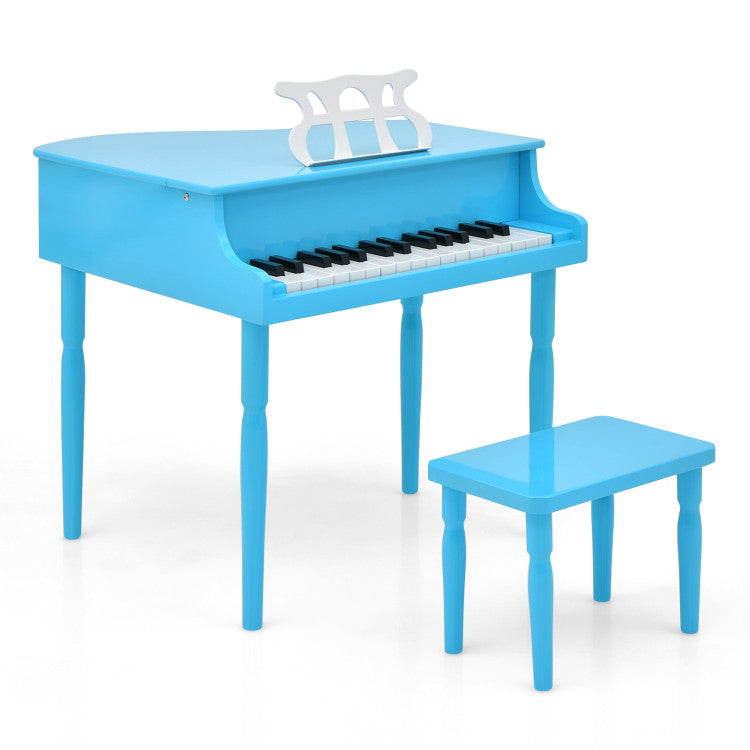 30-Key Wood Toy Kids Grand Piano with Bench and Music Rack