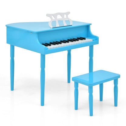 30-Key Wood Toy Kids Grand Piano with Bench and Music Rack
