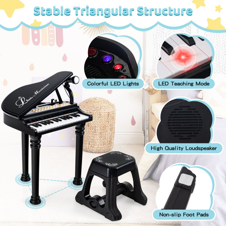 31 Keys Kids Piano Keyboard with Stool and Piano Lid