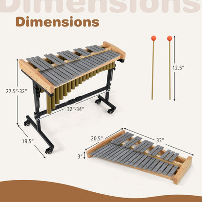 32 Note Marimba Aluminum Xylophone with Rubber Wood Base