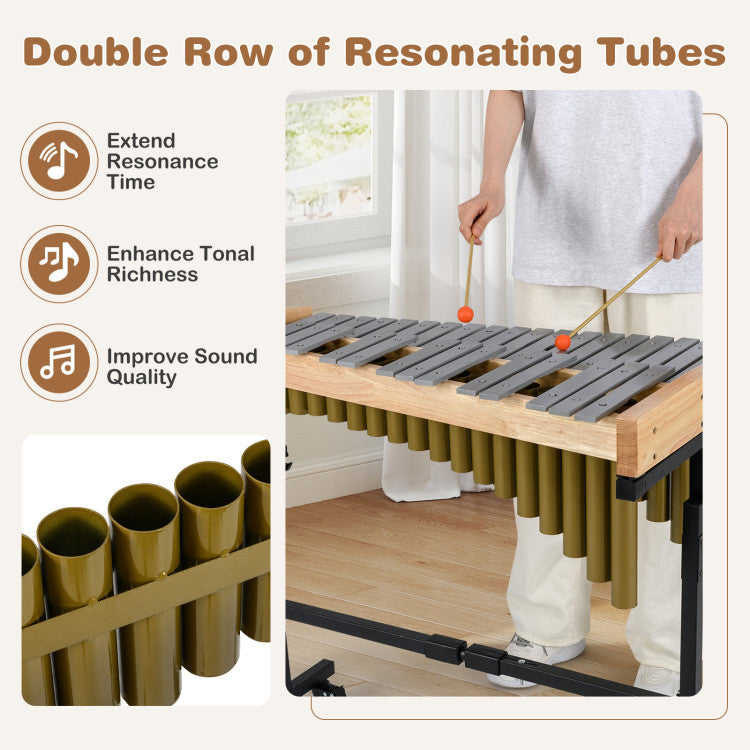 32 Note Marimba Aluminum Xylophone with Rubber Wood Base