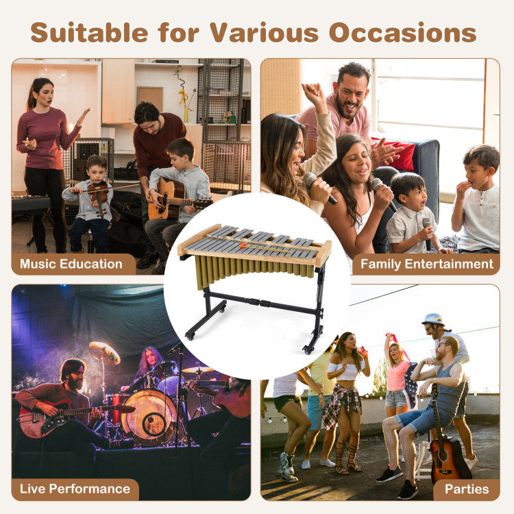 32 Note Marimba Aluminum Xylophone with Rubber Wood Base