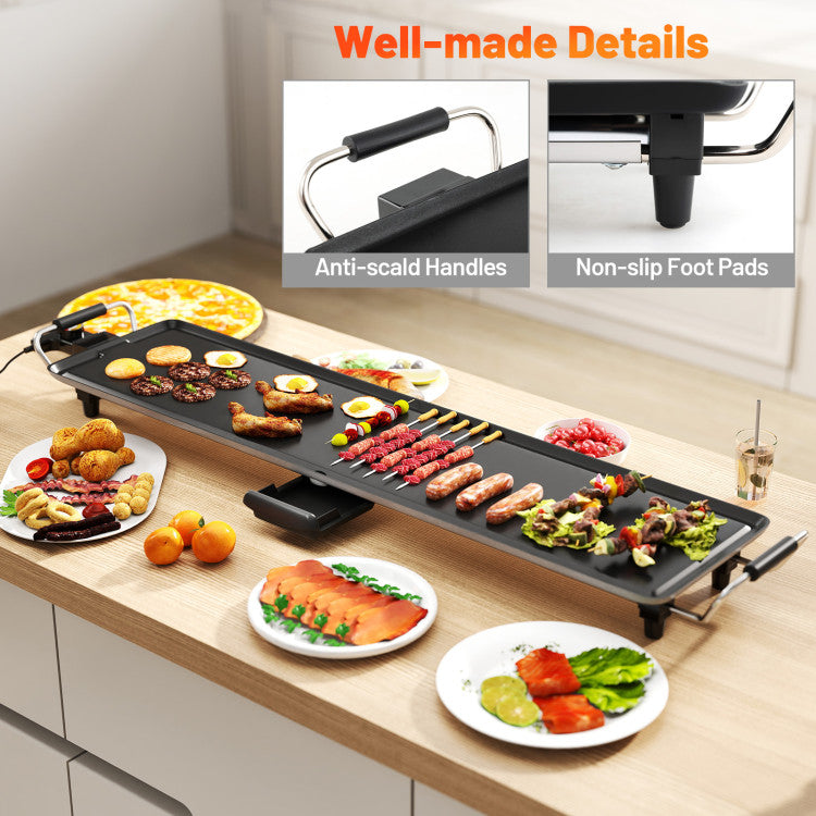 35 Inch Extra Large Electric Griddle with Adjustable Temperature Thermostats and Drip Tray