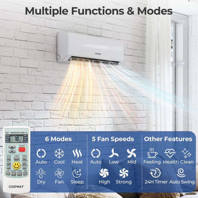 UltrEco Series 36000 BTU 4 Zone 23 SEER2 Mini Split Air Conditioner Wifi Enabled with Heat Pump