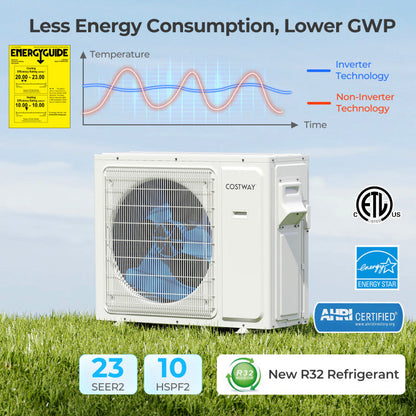 UltrEco Series 36000 BTU 4 Zone 23 SEER2 Mini Split Air Conditioner Wifi Enabled with Heat Pump