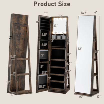 360° Swivel Jewelry Cabinet with Full Length Mirror