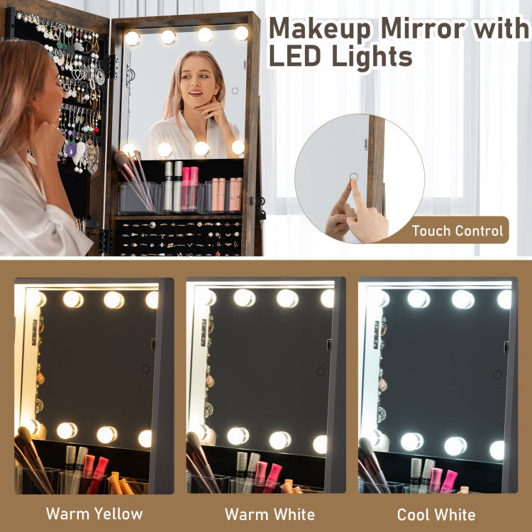 360° Swivel Jewelry Cabinet with Full Length Mirror
