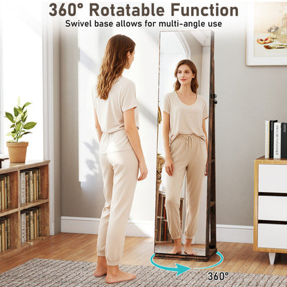 360° Swivel Jewelry Cabinet with Full Length Mirror