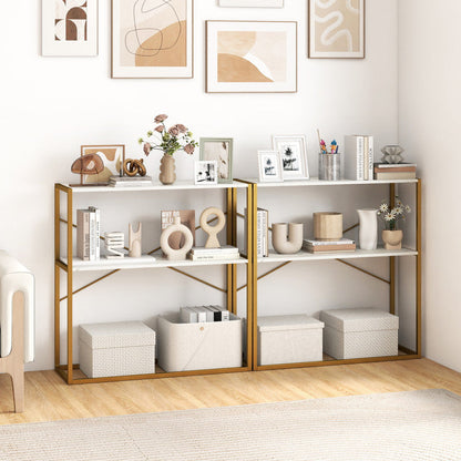 36" Console Table 2-Tier Entryway Table with Wooden Open Shelves and Metal Frame