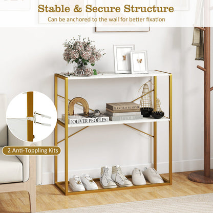 36" Console Table 2-Tier Entryway Table with Wooden Open Shelves and Metal Frame