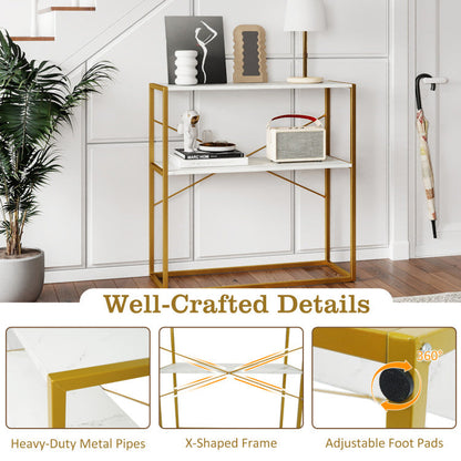 36" Console Table 2-Tier Entryway Table with Wooden Open Shelves and Metal Frame