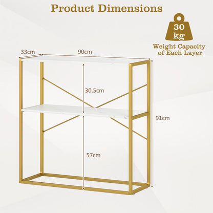 36" Console Table 2-Tier Entryway Table with Wooden Open Shelves and Metal Frame