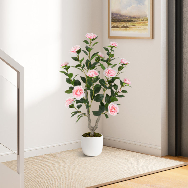 36 Inch Artificial Camellia Tree with Blooming Flower 1 Pack