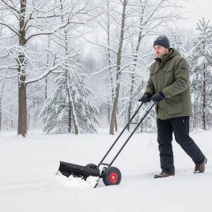 36 Inches Snow Shovel with Wheels and Adjustable Angle