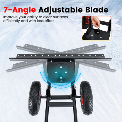 36 Inches Snow Shovel with Wheels and Adjustable Angle
