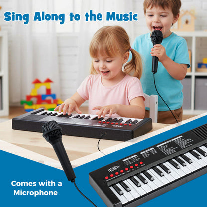 37 Keys Kids Piano Keyboard with 8 Rhythms and Microphone