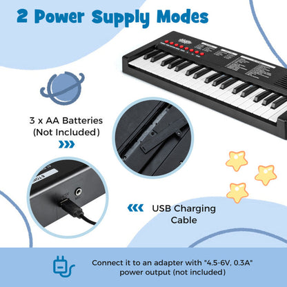 37 Keys Kids Piano Keyboard with 8 Rhythms and Microphone