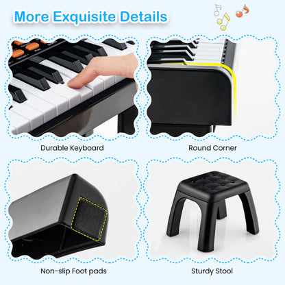 37 Keys Music Piano with Microphone Kids Piano Keyboard with Detachable Music Stand