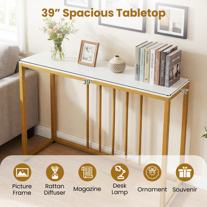 39"Modern Console Table with Built-in Charging Station
