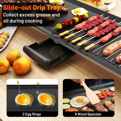 39.5 Inch Extra Large Electric Griddle with 2 Cooking Surface and Adjustable Temperatures