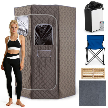 3L Portable Steam Sauna for Home Fast-Heat with 9-Level Remote Control and Folding Chair